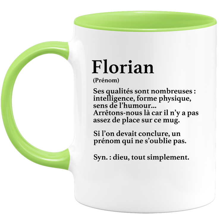 Florian Gift Mug - Florian definition - Personalized first name gift Birthday Man Christmas departure colleague - Ceramic - White