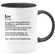 quotedazur - Mug Définition Prénom Joy Déesse Tout Simplement - Cadeau Humour Prénom - Idée Cadeau Famille Saint Valentin - Tasse Prénom Joy - Idéal Pour Noël Au Bureau