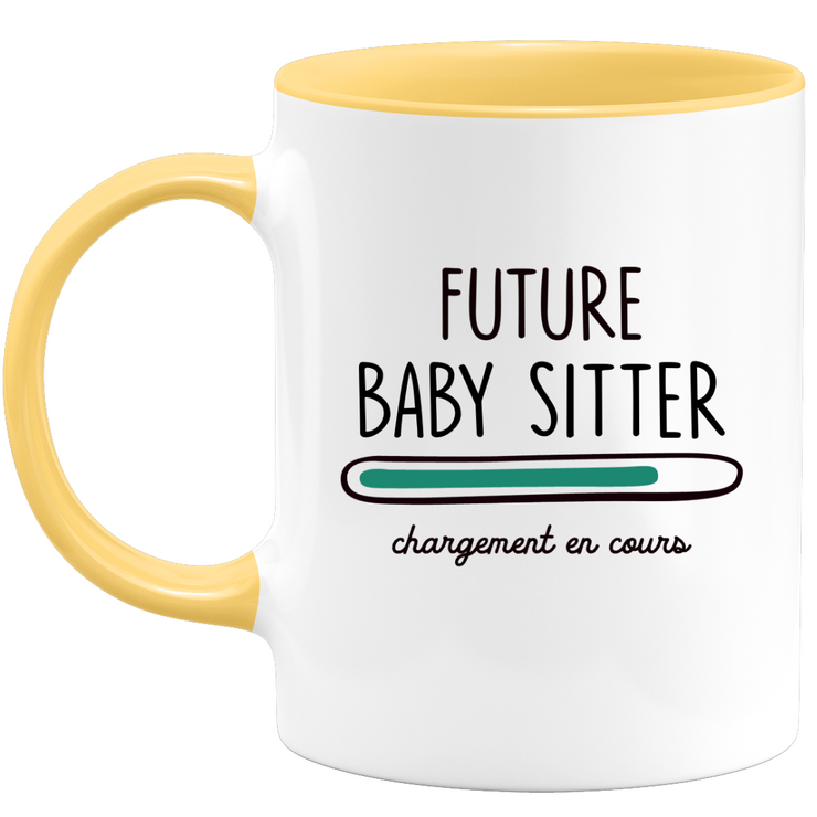 quotedazur - Mug Future Baby sitter Chargement En Cours - Cadeau Humour Promotion Travail - Idée Cadeau Départ Collègue - Tasse Chef Baby sitter - Idéal Pour Noël Au Bureau