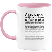 quotedazur - Mug Vous Savez Bonne Ou Mauvaise Situation - Cadeau Collègue Retraite - Idée Cadeau Original Femme - Tasse Couple Saint Valentin - Gadget Geek - Idéal Anniversaire Soeur Meilleure Amie