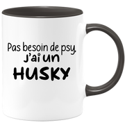 quotedazur - Mug Pas Besoin De Psy J'ai Un Husky - Cadeau Humour Chien - Tasse Originale Animaux Cadeau Noël Anniversaire