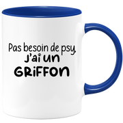 quotedazur - Mug Pas Besoin De Psy J'ai Un Griffon - Cadeau Humour Chien - Tasse Originale Animaux Cadeau Noël Anniversaire