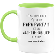 quotedazur - Mug Papa Parfait Et Agent immobilier A La Fois Mais Je Gère - Tasse Cadeau Papa Fête Des Pères Anniversaire - Cadeau Pour Jeune Ou Futur Papa Suite À Une Naissance