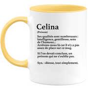 quotedazur - Mug Définition Prénom Celina Déesse Tout Simplement - Cadeau Humour Prénom - Idée Cadeau Famille Saint Valentin - Tasse Prénom Celina - Idéal Pour Noël Au Bureau