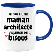 quotedazur - Mug Je Suis Une Maman Architecte Voleuse De Bisous - Cadeau Fête Des Mères Original - Idée Cadeau Pour Anniversaire Maman - Cadeau Pour Future Maman Naissance