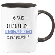 quotedazur - Mug Je Suis Chanteuse Et Toi C'est Quoi Ton Super Pouvoir - Cadeau Humour Travail - Idée Cadeau Départ Collègue - Tasse Chef Chanteuse - Idéal Pour Noël Au Bureau