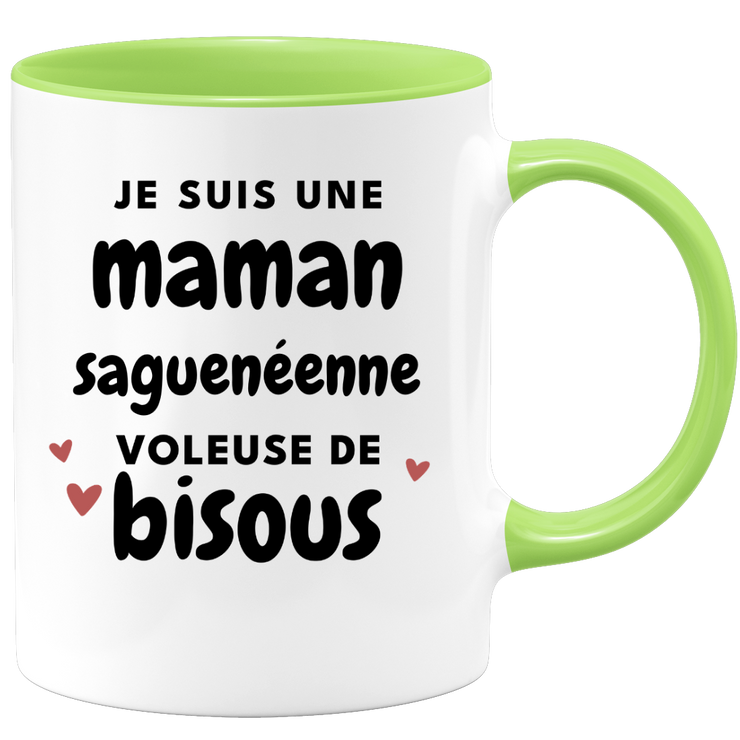 quotedazur - Mug Je Suis Une Maman Saguenéenne Voleuse De Bisous - Cadeau Pour Saguenéenne - Cadeau Personnalisé Pour Femme - Cadeau Original Pour Anniversaire, Noël, Future Maman Naissance