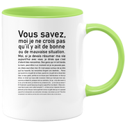 quotedazur - Mug Vous Savez Bonne Ou Mauvaise Situation - Cadeau Collègue Retraite - Idée Cadeau Original Femme - Tasse Couple Saint Valentin - Gadget Geek - Idéal Anniversaire Soeur Meilleure Amie