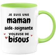 quotedazur - Mug Je Suis Une Maman Aide-Soignante Voleuse De Bisous - Cadeau Fête Des Mères Original - Idée Cadeau Pour Anniversaire Maman - Cadeau Pour Future Maman Naissance