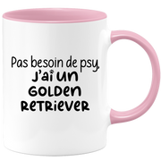 quotedazur - Mug Pas Besoin De Psy J'ai Un Golden Retriever - Cadeau Humour Chien - Tasse Originale Animaux Cadeau Noël Anniversaire