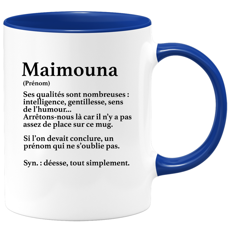 quotedazur - Mug Définition Prénom Maimouna Déesse Tout Simplement - Cadeau Humour Prénom - Idée Cadeau Famille Saint Valentin - Tasse Prénom Maimouna - Idéal Pour Noël Au Bureau