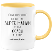 quotedazur - Mug Super Maman Et Coach A La Fois Mais Je Gère - Tasse Cadeau Maman Fête Des Mères Anniversaire - Cadeau Pour Jeune Ou Future Maman Suite À Une Naissance