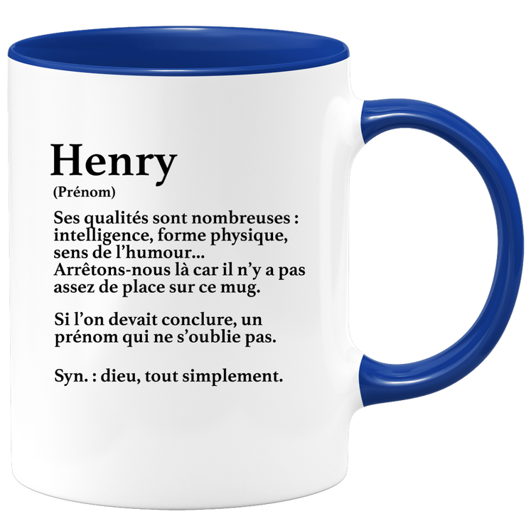 Mug Gift Henry - definition Henry - Personalized first name gift Birthday Man Christmas departure colleague - Ceramic - White