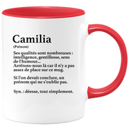 quotedazur - Mug Définition Prénom Camilia Déesse Tout Simplement - Cadeau Humour Prénom - Idée Cadeau Famille Saint Valentin - Tasse Prénom Camilia - Idéal Pour Noël Au Bureau