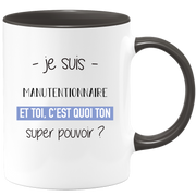 quotedazur - Mug Je Suis Manutentionnaire Et Toi C'est Quoi Ton Super Pouvoir - Cadeau Humour Travail - Idée Cadeau Départ Collègue - Tasse Chef Manutentionnaire - Idéal Pour Noël Au Bureau