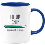 quotedazur - Mug Futur Chef Chargement En Cours - Cadeau Humour Métier Travail  - Idée Cadeau Chef Pot De Départ Chef Mutation - Tasse Cadeau Noël Bureau