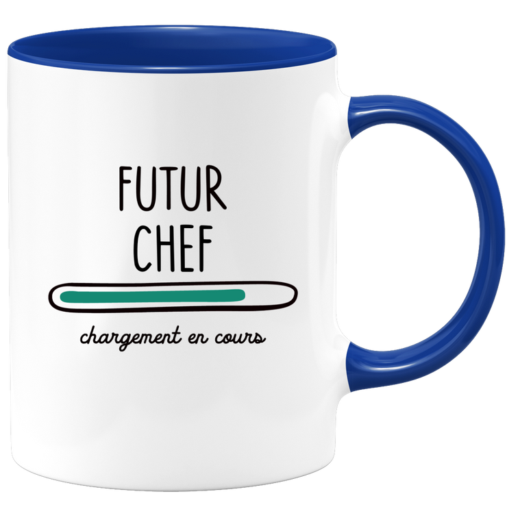 quotedazur - Mug Futur Chef Chargement En Cours - Cadeau Humour Métier Travail  - Idée Cadeau Chef Pot De Départ Chef Mutation - Tasse Cadeau Noël Bureau