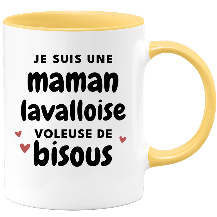 quotedazur - Mug Je Suis Une Maman Lavalloise Voleuse De Bisous - Cadeau Pour Lavalloise - Cadeau Personnalisé Pour Femme - Cadeau Original Pour Anniversaire, Noël, Future Maman Naissance