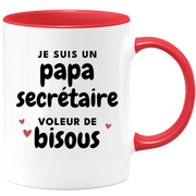 quotedazur - Mug Je Suis Un Papa Secrétaire Voleur De Bisous - Cadeau Fête Des Pères Original - Idée Cadeau Pour Anniversaire Papa - Cadeau Pour Futur Papa Naissance