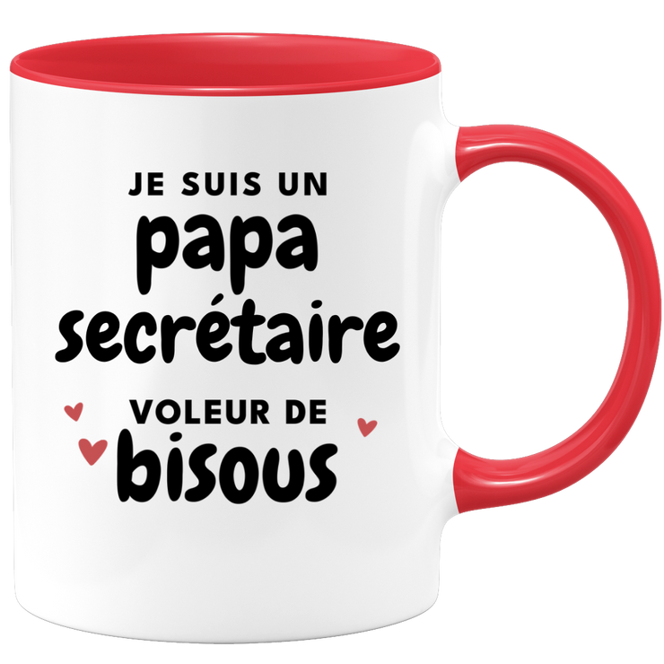 quotedazur - Mug Je Suis Un Papa Secrétaire Voleur De Bisous - Cadeau Fête Des Pères Original - Idée Cadeau Pour Anniversaire Papa - Cadeau Pour Futur Papa Naissance