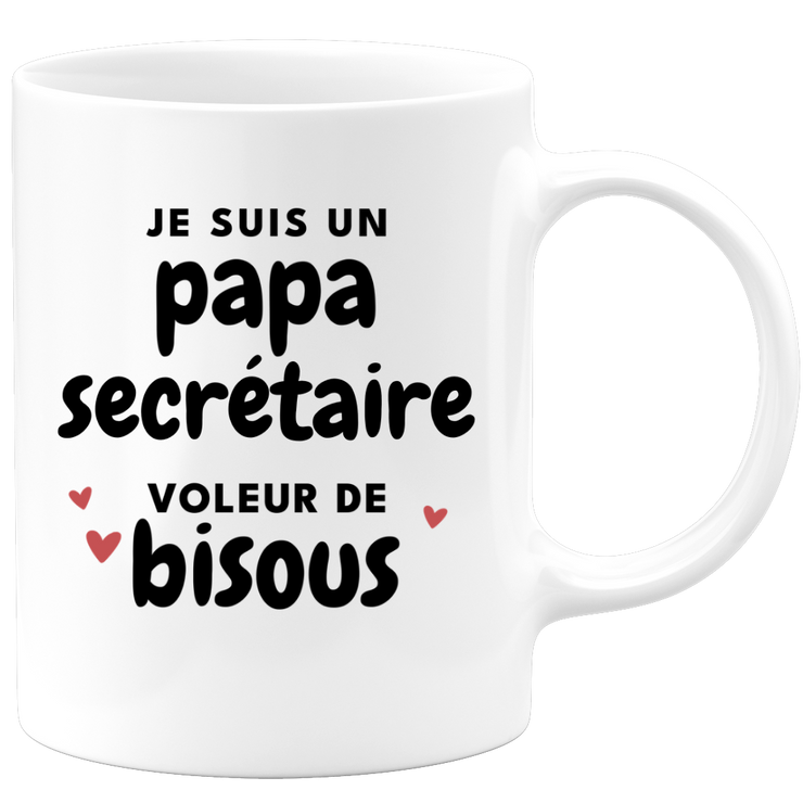 quotedazur - Mug Je Suis Un Papa Secrétaire Voleur De Bisous - Cadeau Fête Des Pères Original - Idée Cadeau Pour Anniversaire Papa - Cadeau Pour Futur Papa Naissance