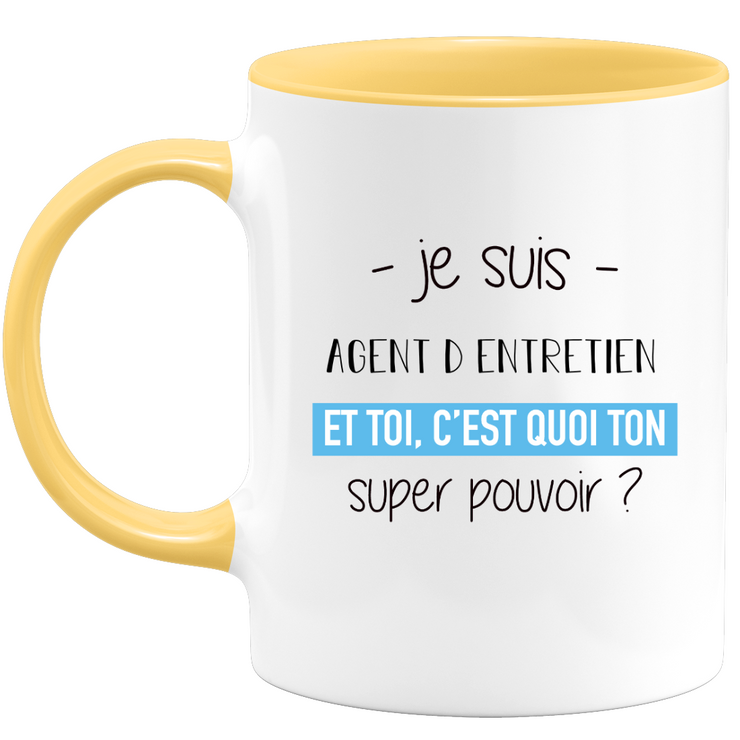 quotedazur - Mug Je Suis Agent d entretien Et Toi C'est Quoi Ton Super Pouvoir - Cadeau Humour Travail - Idée Cadeau Départ Collègue - Tasse Chef Agent d entretien - Idéal Pour Noël Au Bureau