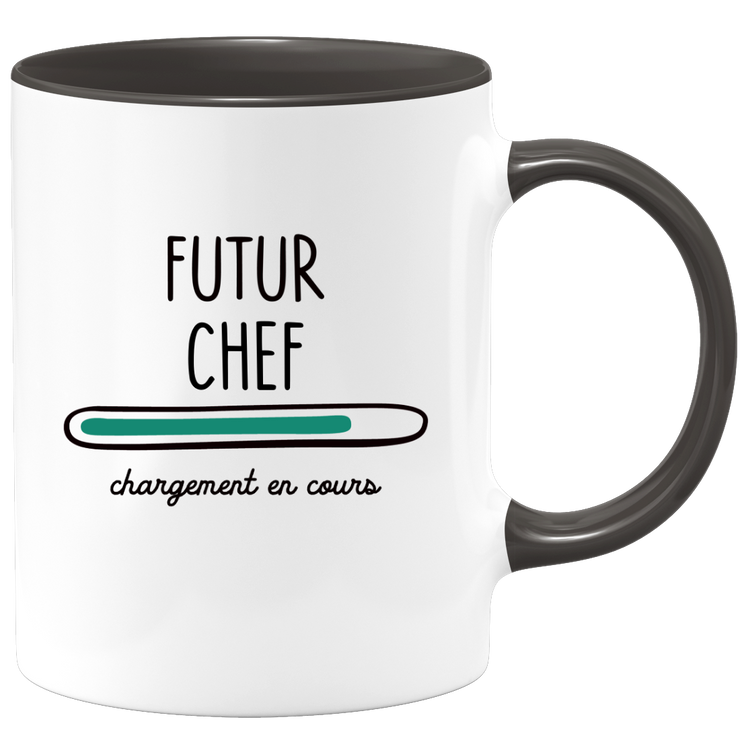 quotedazur - Mug Futur Chef Chargement En Cours - Cadeau Humour Métier Travail  - Idée Cadeau Chef Pot De Départ Chef Mutation - Tasse Cadeau Noël Bureau