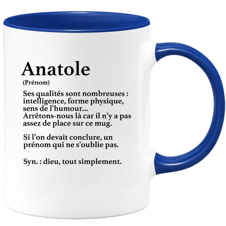 Anatole Gift Mug - Anatole definition - Personalized first name gift Man Birthday Christmas departure colleague - Ceramic - White