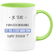 quotedazur - Mug Je Suis Manutentionnaire Et Toi C'est Quoi Ton Super Pouvoir - Cadeau Humour Travail - Idée Cadeau Départ Collègue - Tasse Chef Manutentionnaire - Idéal Pour Noël Au Bureau