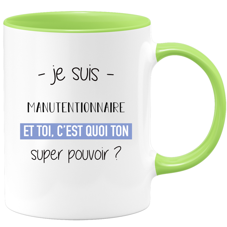 quotedazur - Mug Je Suis Manutentionnaire Et Toi C'est Quoi Ton Super Pouvoir - Cadeau Humour Travail - Idée Cadeau Départ Collègue - Tasse Chef Manutentionnaire - Idéal Pour Noël Au Bureau