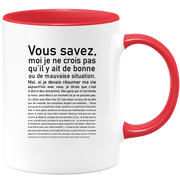 quotedazur - Mug Vous Savez Bonne Ou Mauvaise Situation - Cadeau Collègue Retraite - Idée Cadeau Original Femme - Tasse Couple Saint Valentin - Gadget Geek - Idéal Anniversaire Soeur Meilleure Amie