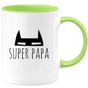 quotedazur Mug Super Papa - Humour Tasse Papa Cafe Cadeau Rigolo Original Humoristique Fun à Message Pour Homme - Idée Cadeau Fêtes Des Pères Noel Blanc Céramique