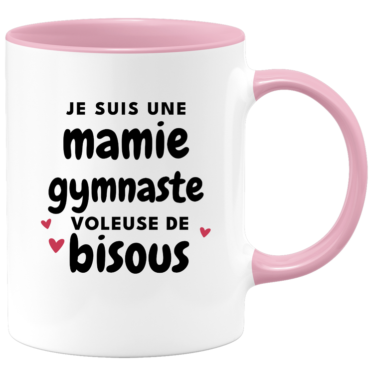 quotedazur - Mug Je Suis Une Mamie Gymnaste Voleuse De Bisous - Cadeau Fête Des Grand Mères Original - Idée Cadeau Pour Anniversaire Mémé Gymnastique - Cadeau Future Mamy Naissance