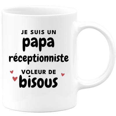 quotedazur - Mug Je Suis Un Papa Réceptionniste Voleur De Bisous - Cadeau Fête Des Pères Original - Idée Cadeau Pour Anniversaire Papa - Cadeau Pour Futur Papa Naissance