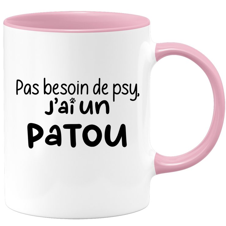 quotedazur - Mug Pas Besoin De Psy J'ai Un Patou - Cadeau Humour Chien - Tasse Originale Animaux Cadeau Noël Anniversaire