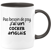 quotedazur - Mug Pas Besoin De Psy J'ai Un Cocker anglais - Cadeau Humour Chien - Tasse Originale Animaux Cadeau Noël Anniversaire