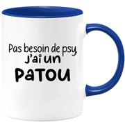 quotedazur - Mug Pas Besoin De Psy J'ai Un Patou - Cadeau Humour Chien - Tasse Originale Animaux Cadeau Noël Anniversaire