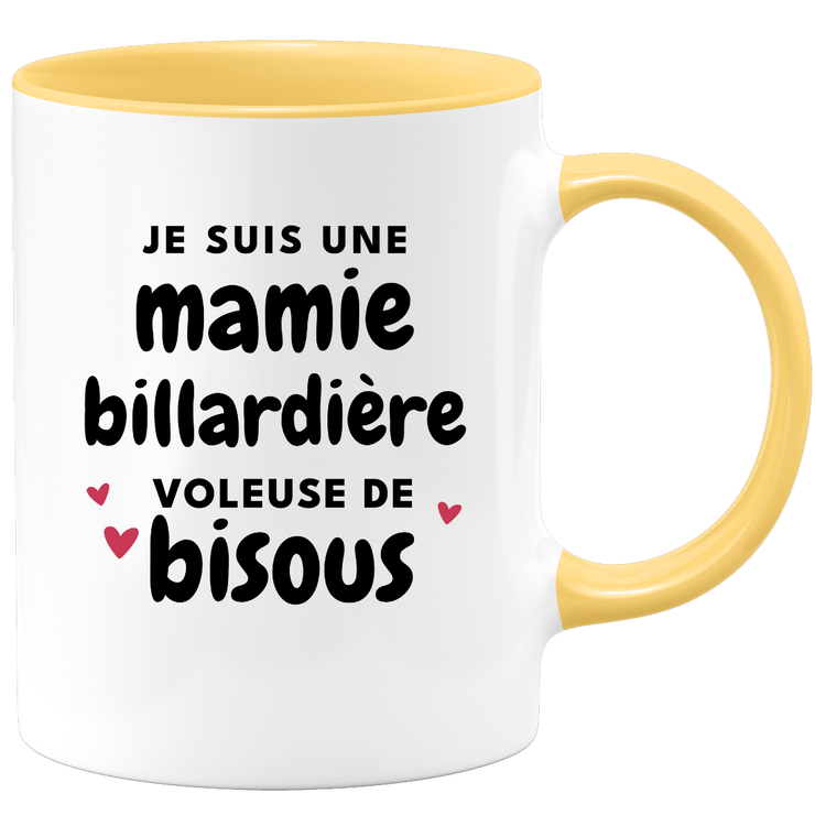 quotedazur - Mug Je Suis Une Mamie Billardière Voleuse De Bisous - Cadeau Fête Des Grand Mères Original - Idée Cadeau Pour Anniversaire Mémé Billard - Cadeau Future Mamy Naissance