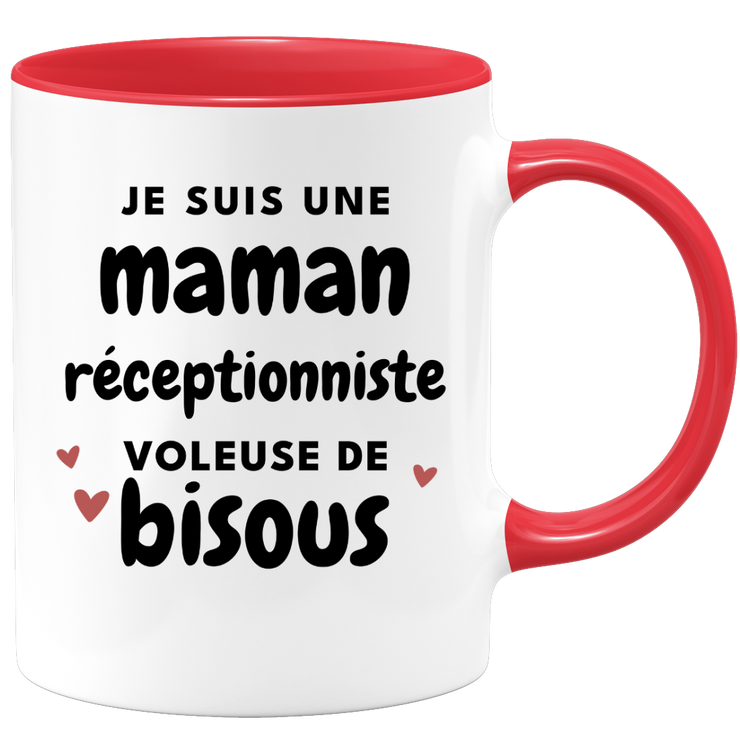 quotedazur - Mug I'm A Receptionist Mum Who Steals Kisses - Original Mother's Day Gift - Gift Idea For Mum Birthday - Gift For Future Mum Birth