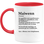 quotedazur - Mug Définition Prénom Maiwenn Déesse Tout Simplement - Cadeau Humour Prénom - Idée Cadeau Famille Saint Valentin - Tasse Prénom Maiwenn - Idéal Pour Noël Au Bureau