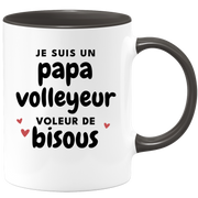 quotedazur - Mug Je Suis Un Papa Volleyeur Voleur De Bisous - Cadeau Fête Des Pères Original - Idée Cadeau Pour Anniversaire Papa - Cadeau Pour Futur Papa Naissance