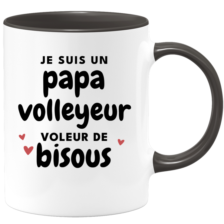 quotedazur - Mug Je Suis Un Papa Volleyeur Voleur De Bisous - Cadeau Fête Des Pères Original - Idée Cadeau Pour Anniversaire Papa - Cadeau Pour Futur Papa Naissance