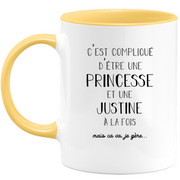 Justine gift mug - complicated to be a princess and a justine - Personalized first name gift Birthday woman Christmas departure colleague