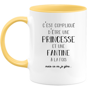 quotedazur - Mug Prénom Fantine Compliqué D'Être Une Princesse Et Une Fantine Mais Ca Va Je Gère - Cadeau Humour Prénom - Idée Cadeau  Saint Valentin - Tasse Prénom Fantine - Idéal Pour Noël