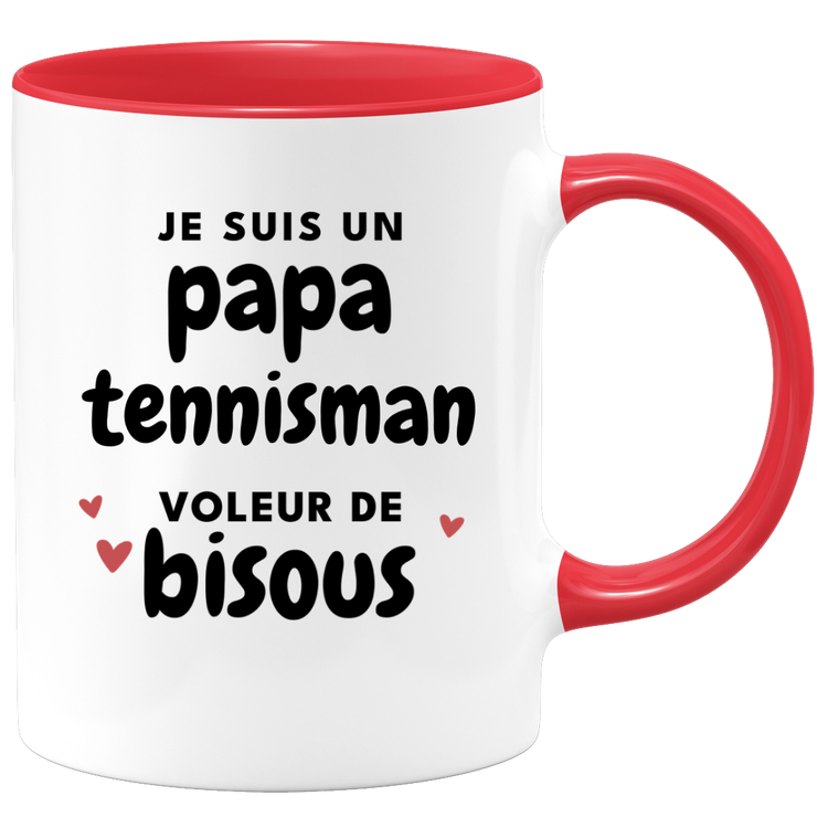 quotedazur - Mug Je Suis Un Papa Tennisman Voleur De Bisous - Cadeau Fête Des Pères Original - Idée Cadeau Pour Anniversaire Papa - Cadeau Pour Futur Papa Naissance