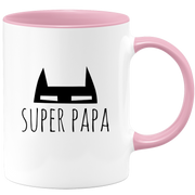 quotedazur Mug Super Papa - Humour Tasse Papa Cafe Cadeau Rigolo Original Humoristique Fun à Message Pour Homme - Idée Cadeau Fêtes Des Pères Noel Blanc Céramique