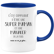 quotedazur - Mug Super Maman Et Manager A La Fois Mais Je Gère - Tasse Cadeau Maman Fête Des Mères Anniversaire - Cadeau Pour Jeune Ou Future Maman Suite À Une Naissance