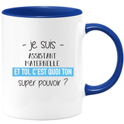 quotedazur - Mug Je Suis Assistant maternelle Et Toi C'est Quoi Ton Super Pouvoir - Cadeau Humour Travail - Idée Cadeau Départ Collègue - Tasse Chef Assistant maternelle - Idéal Pour Noël Au Bureau