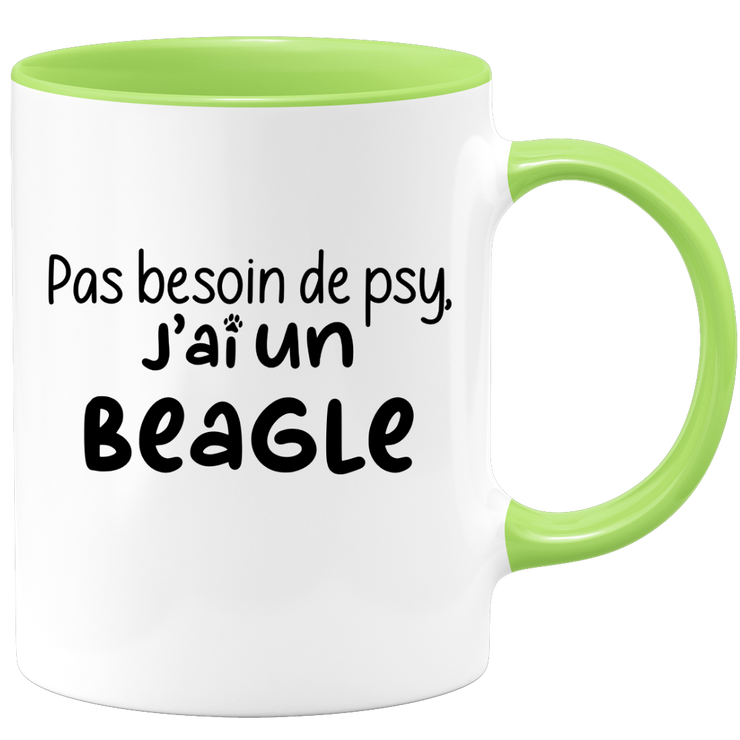 quotedazur - Mug Pas Besoin De Psy J'ai Un Beagle - Cadeau Humour Chien - Tasse Originale Animaux Cadeau Noël Anniversaire