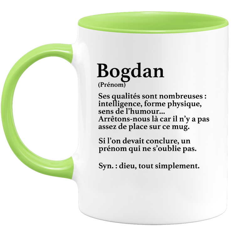 quotedazur - Mug Définition Prénom Bogdan Dieu Tout Simplement - Cadeau Humour Prénom - Idée Cadeau Famille Saint Valentin - Tasse Prénom Bogdan